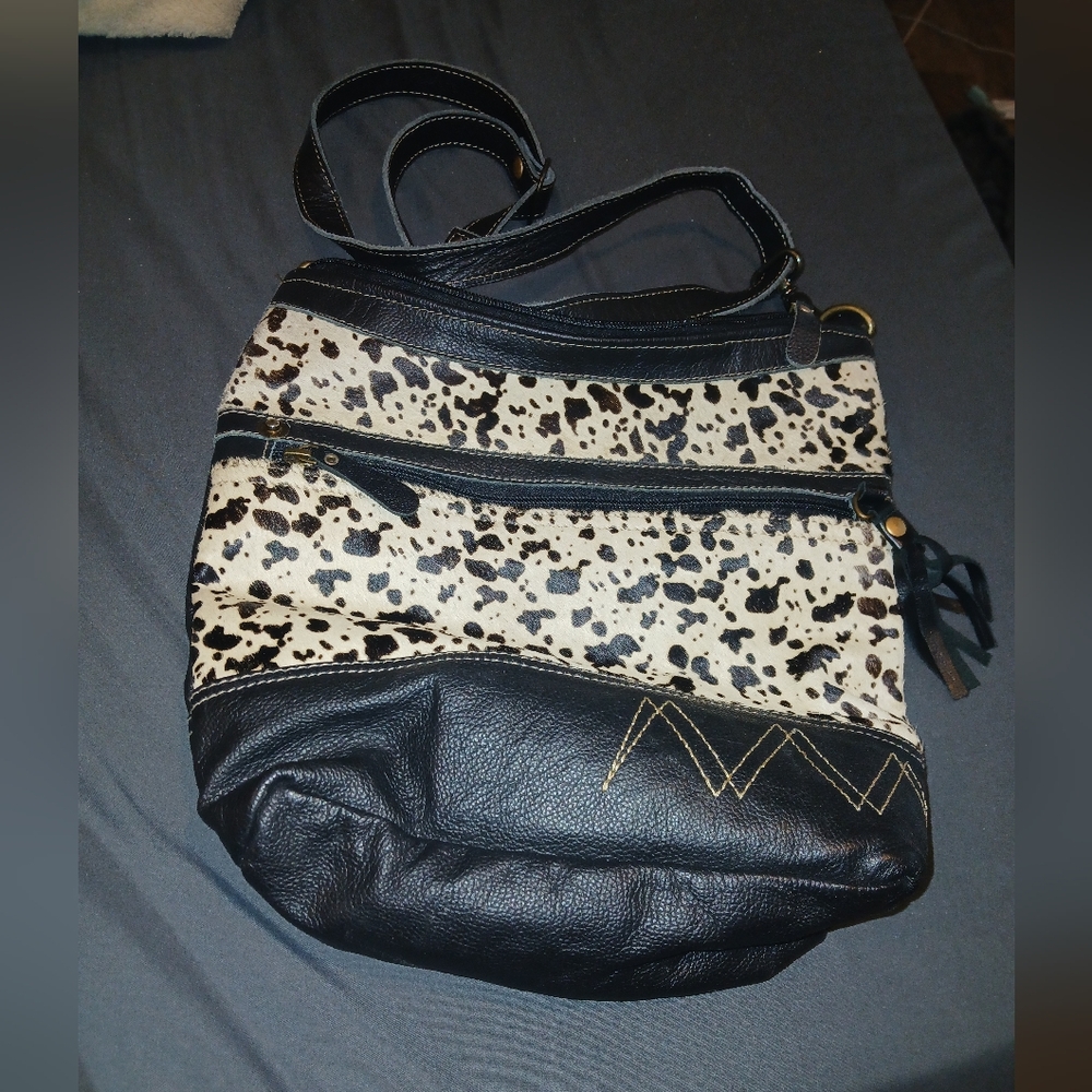 Myra Bag Black and Cream Shoulder Bag